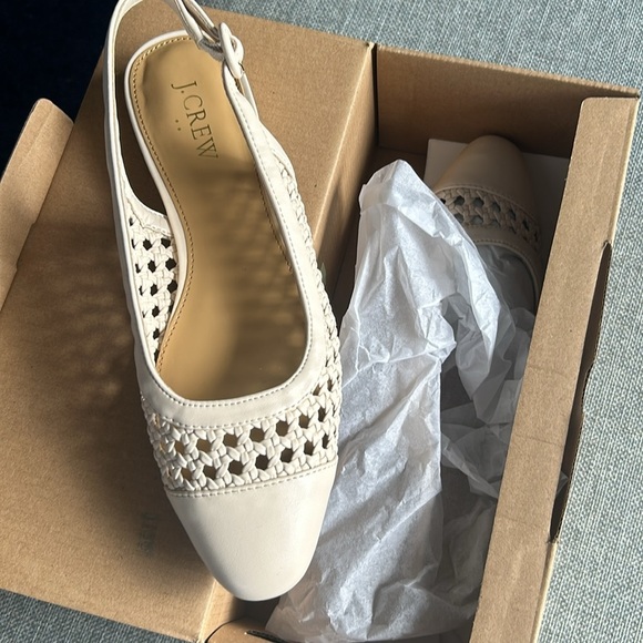 J. Crew Woven Slingback Flats color Dusty Ivory size 6 1/2 - Picture 5 of 8